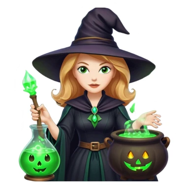 Nicole Kidman making green glowing potion in witch costume sticker