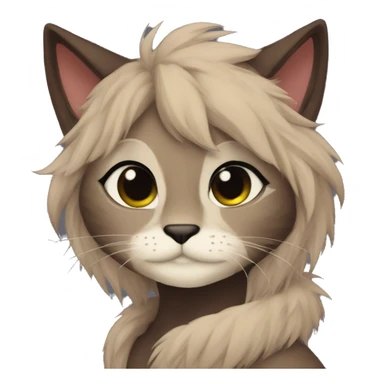 Anthro Shy Cute Cool Edgy Pretty Dark Brown Furry Feline Animal Anthro Sona sticker