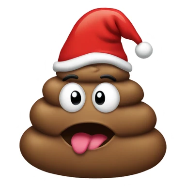 poop with christmas hat  sticker