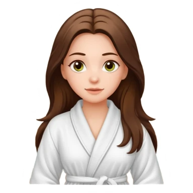 white long brunette hair girl with hazel eyes in a bathrobe  at the spa sticker
