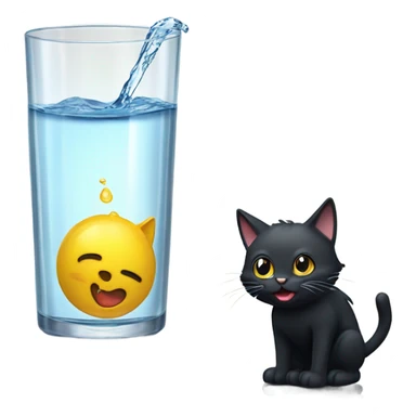 Black cat drinking glass of water sticker