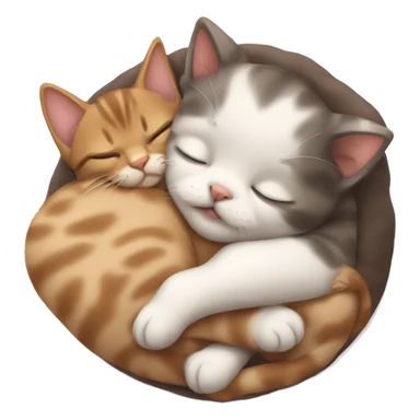 Kitten sleeping with puppy sticker