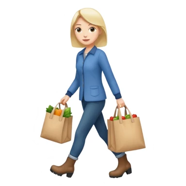 Una donna con gli stivaletti che va a fare la spesa sticker