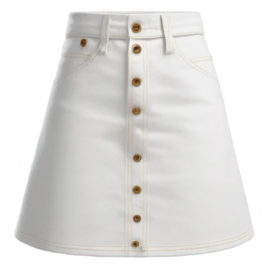 Realistic A-line high waisted white denim skirt, isolated sticker