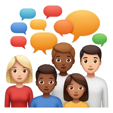 people connected in a group chat with multiple speech bubbles sticker