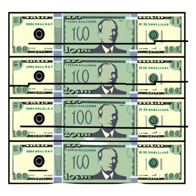 three 100 dollar bills sticker