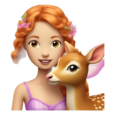 Beautiful ginger Barbie fairy with a fawn sticker