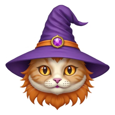 cat wear purple wicth hat sticker