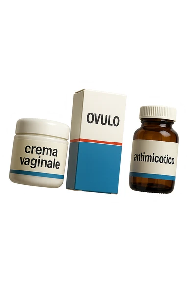 un barattolo di crema con la scritta "crema va**ale", una scatola con farmaco con la scritta "ovulo", un barattolo di farmaco con la scritta "antimicotico" in italiano sulle etichette, fluttuano in aria, IPERREALISTICO 4K sticker