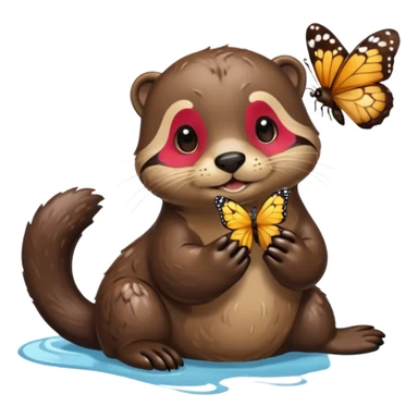 otter eating a butterfly sticker