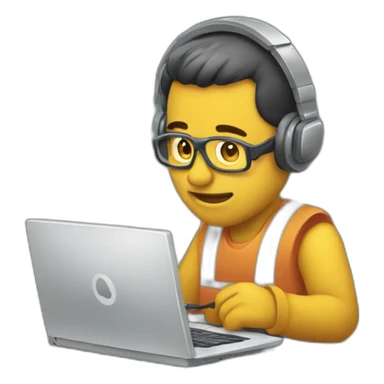 trabajando con computadora sticker