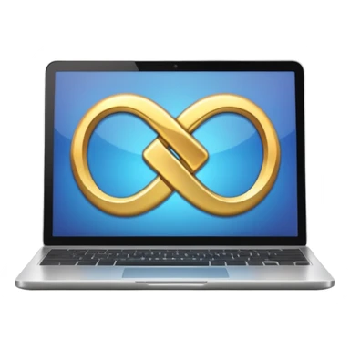 an infinity sign and a laptop with video sticker