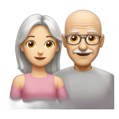 bald old man with a girl on the side sticker