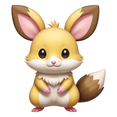 Cute chibi kawaii big-eyes adorable anime Dedenne-Pachirisu-Furret-Minccino-Pichu-fusion-hybrid-Pokémon-animal-creature, full body sticker