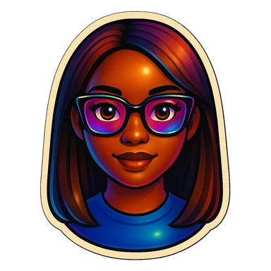 Add glasses to the Kemi Badenoch headshot emoji, keep the background transparent. sticker