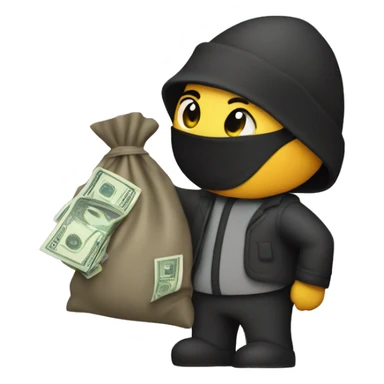 robber with bag of cash sticker