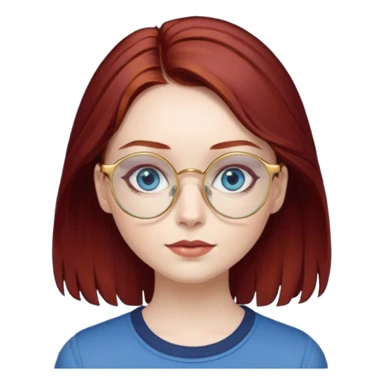 ragazza con capelli rosso mogano scuro e occhi azzurri con occhiali sottili dorati sticker