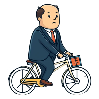 A man on a bike in an office  sticker