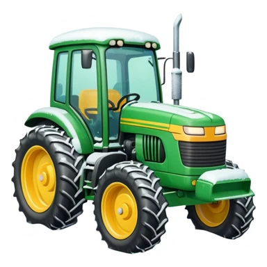 Green tractor with yellow blade pushing snow sticker
