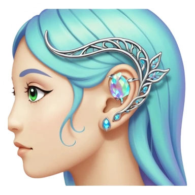 Elvish fae shiny sparkly iridescent translucent diaphanous ear climber ear cuff sticker