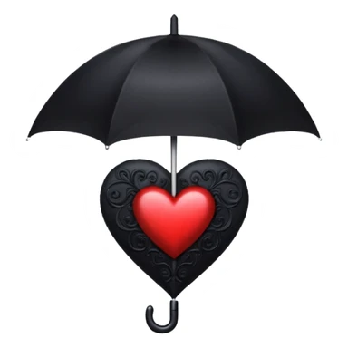 goth themed heart with a black umbrella sticker