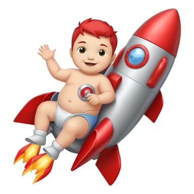 Baby riding rocket sticker