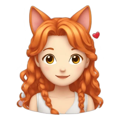 Ginger anime making heart with cat ears sticker