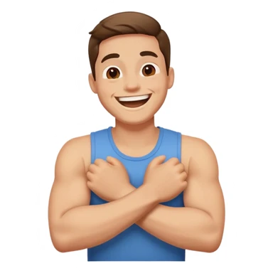 arms crossing neck of guy laughing  sticker