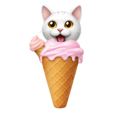 A cat eating ice cream sticker