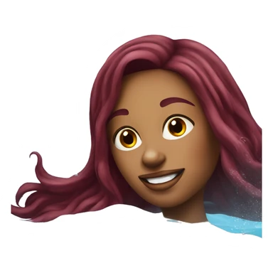 Beautiful tattooed  burgundy long haired woman swimming in a pool sticker