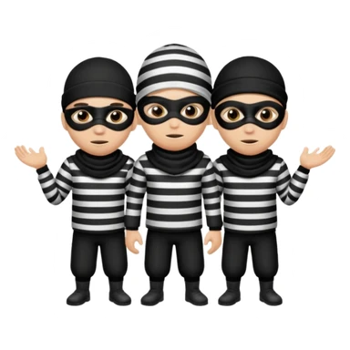 A 3 theif robbers emoji,Stripped shirt,eye mask, black head. sticker