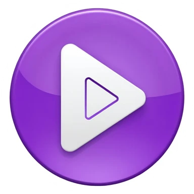 A Solid purple and white play button sticker