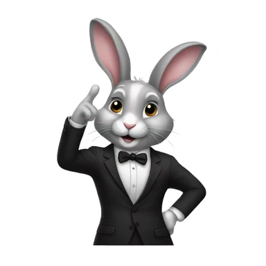 White Rabbit with black suit doing pinch finger sticker
