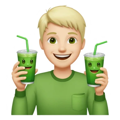 laughing face holding a double cup of green drank sticker