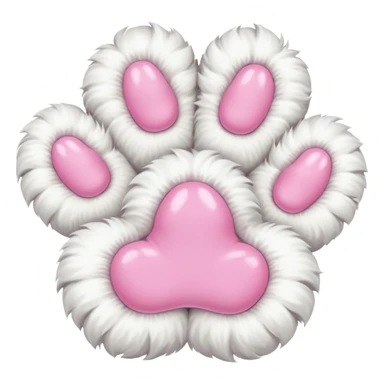 white fluffy paw, view from the top, cute, paw only, cat sticker