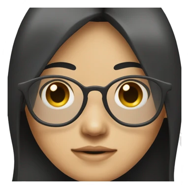 asian girl with dark hair and dark glasses sticker