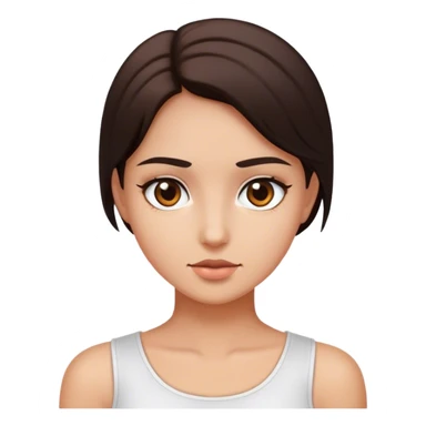 Brunette a little dark brown eyes white top sticker