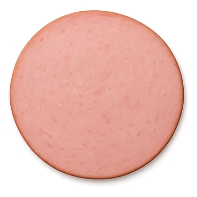 single slice of pink bologna, realistic sticker