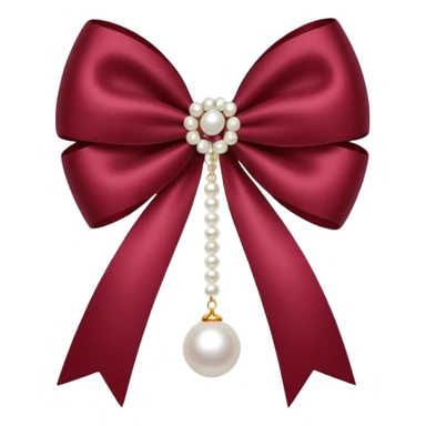 Maroon bow with hanging pearl sticker