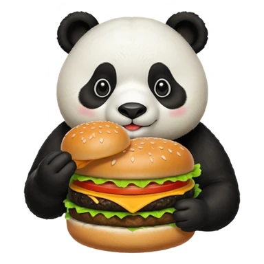 panda eating burger sticker