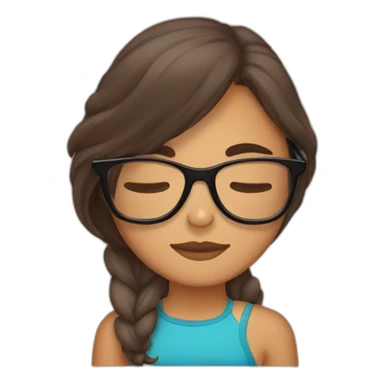 Une fille brune avec des lunettes qui dormir sticker