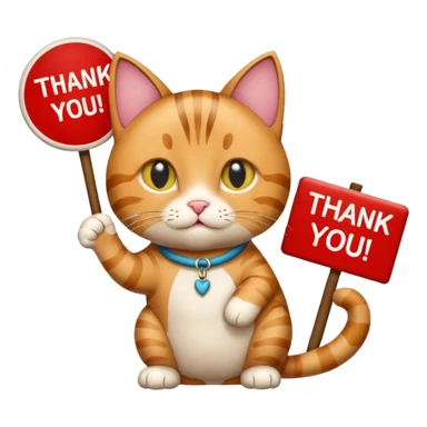 🐅 cat holding a sign that says thank you! sticker