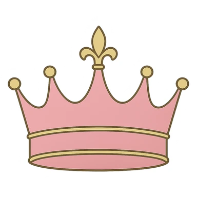 normal pink crown with subtle gold details, no jewels or embellishments, clean classic shape sticker