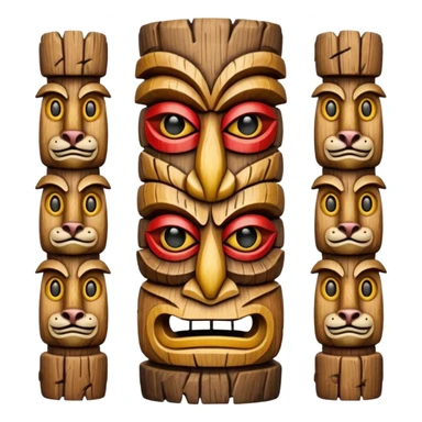 Totem – Wooden carved pole with animal faces. sticker