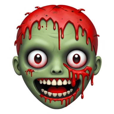 Zombie emoji with black grills and red paint splattered on it sticker