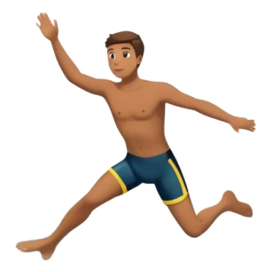 The background features rugged cliffs, clear blue water, and a bright sky, emphasizing the excitement and danger of the sport with a sense of freedom and adventure. A diver mid-air, plunging from a high cliff into the sparkling ocean below.  sticker