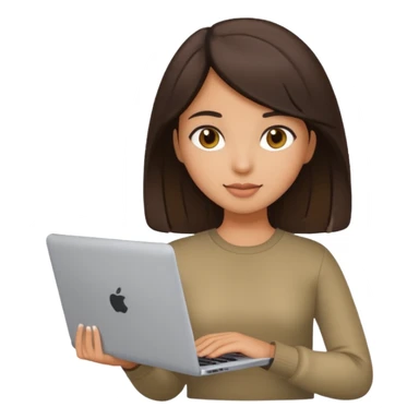 Chica morena con un ordenador en la mano  sticker