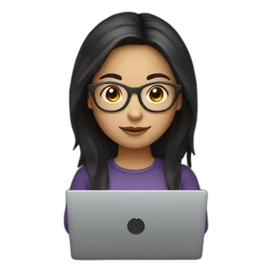 Dark hair girl with optical glasses and laptop sticker