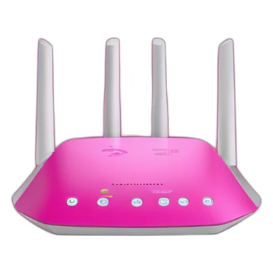 UN ROUTER CON 4 ANTENAS COLOR FUCSIA CON UN LOGOTIPO QUE DIGA MIFIBRA sticker