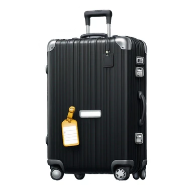 Black rimowa suitcase with luggage tag  sticker